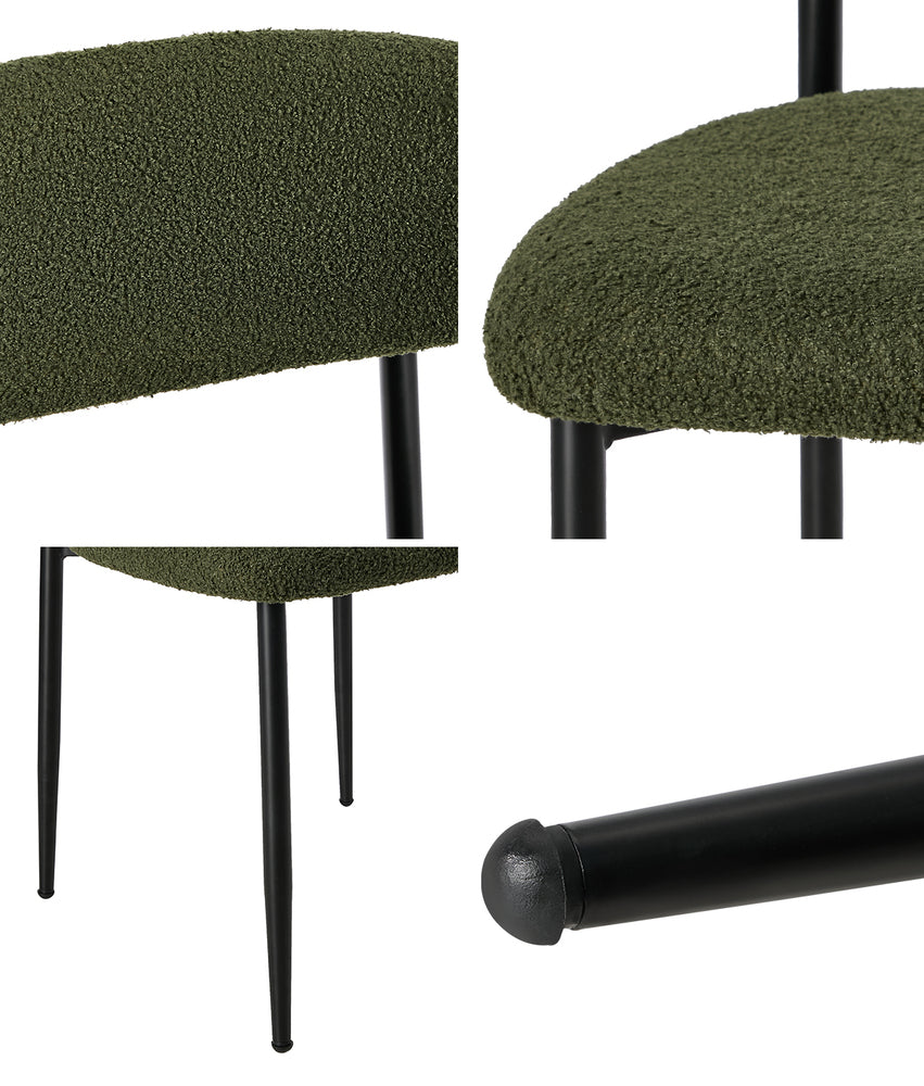 Oikiture 4x Dining Chairs Kitchen Chair Cafe Chair Boucle Black&amp;Green-Dining Chair-PEROZ Accessories