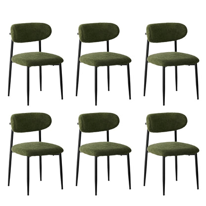 Oikiture 6x Dining Chairs Kitchen Chair Cafe Chair Boucle Black&amp;Green-Dining Chair-PEROZ Accessories
