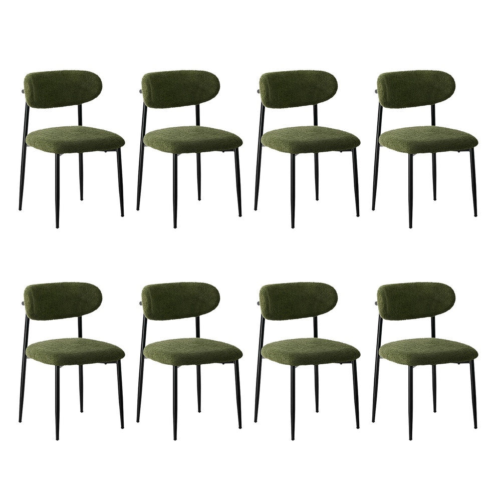 Oikiture 8x Dining Chairs Kitchen Chair Cafe Chair Boucle Black&amp;Green-Dining Chair-PEROZ Accessories