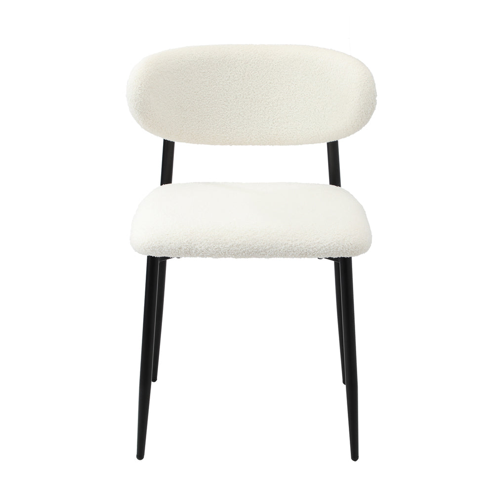 Oikiture 4x Dining Chairs Boucle Fabric Black &amp; White-Dining Chair-PEROZ Accessories