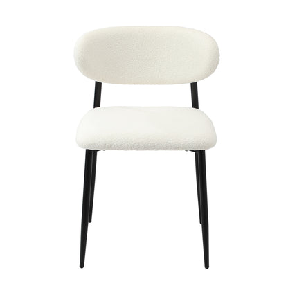 Oikiture 4x Dining Chairs Boucle Fabric Black &amp; White-Dining Chair-PEROZ Accessories