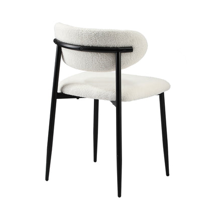Oikiture 4x Dining Chairs Boucle Fabric Black &amp; White-Dining Chair-PEROZ Accessories