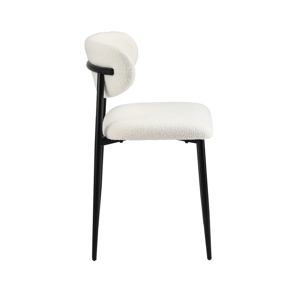 Oikiture 4x Dining Chairs Boucle Fabric Black &amp; White-Dining Chair-PEROZ Accessories