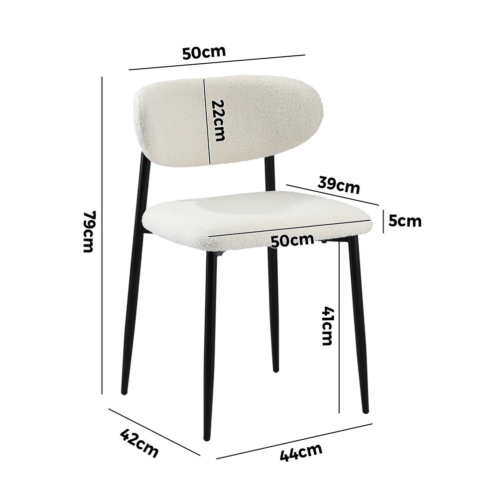 Oikiture 6x Dining Chairs Boucle Fabric Black &amp; White-Dining Chair-PEROZ Accessories