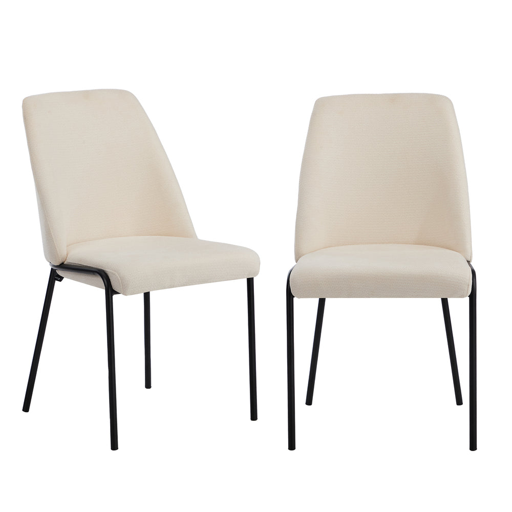 Oikiture Set of 2 Dining Chairs Chenille Fabric Padded Seat Beige-Dining Chair-PEROZ Accessories