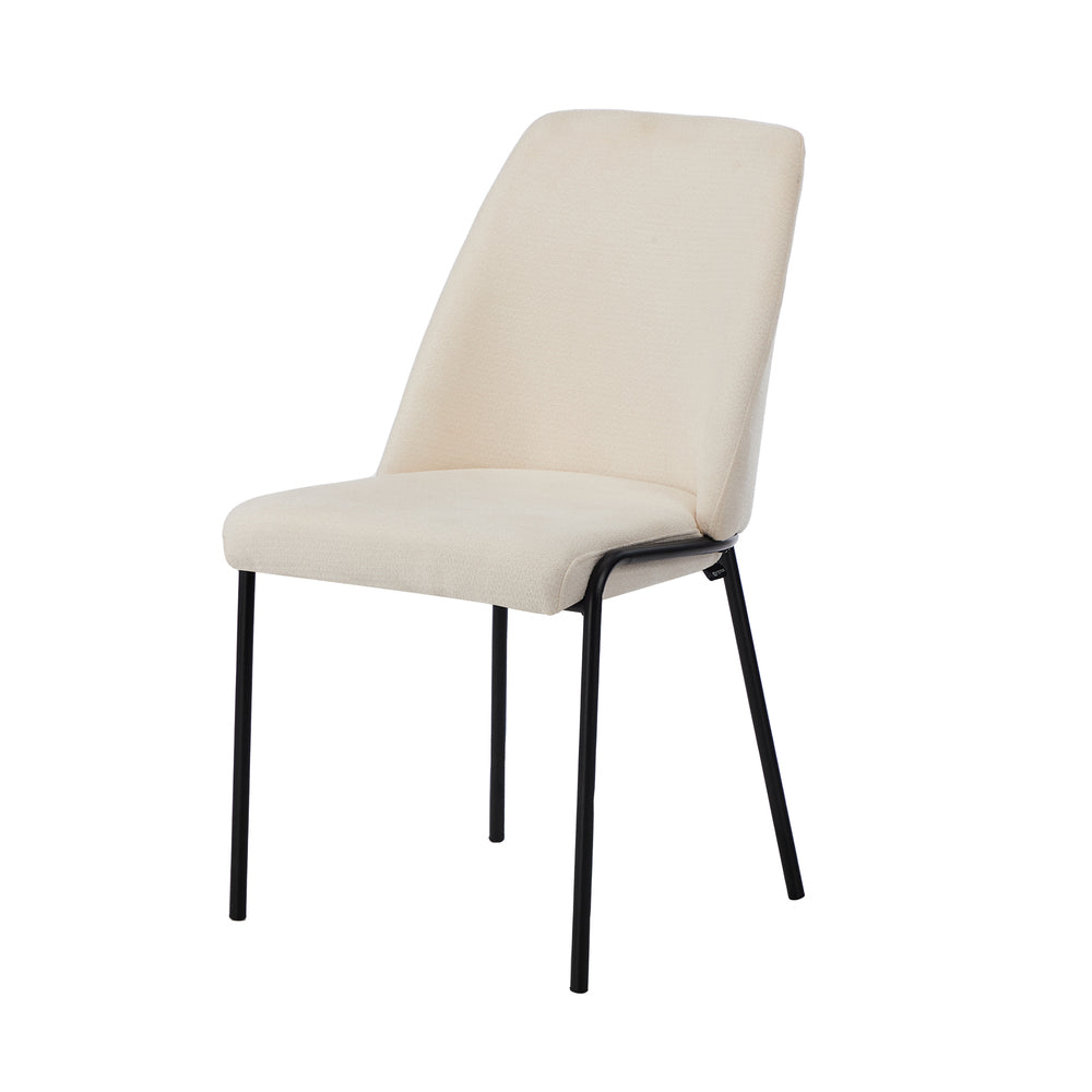 Oikiture Set of 2 Dining Chairs Chenille Fabric Padded Seat Beige-Dining Chair-PEROZ Accessories