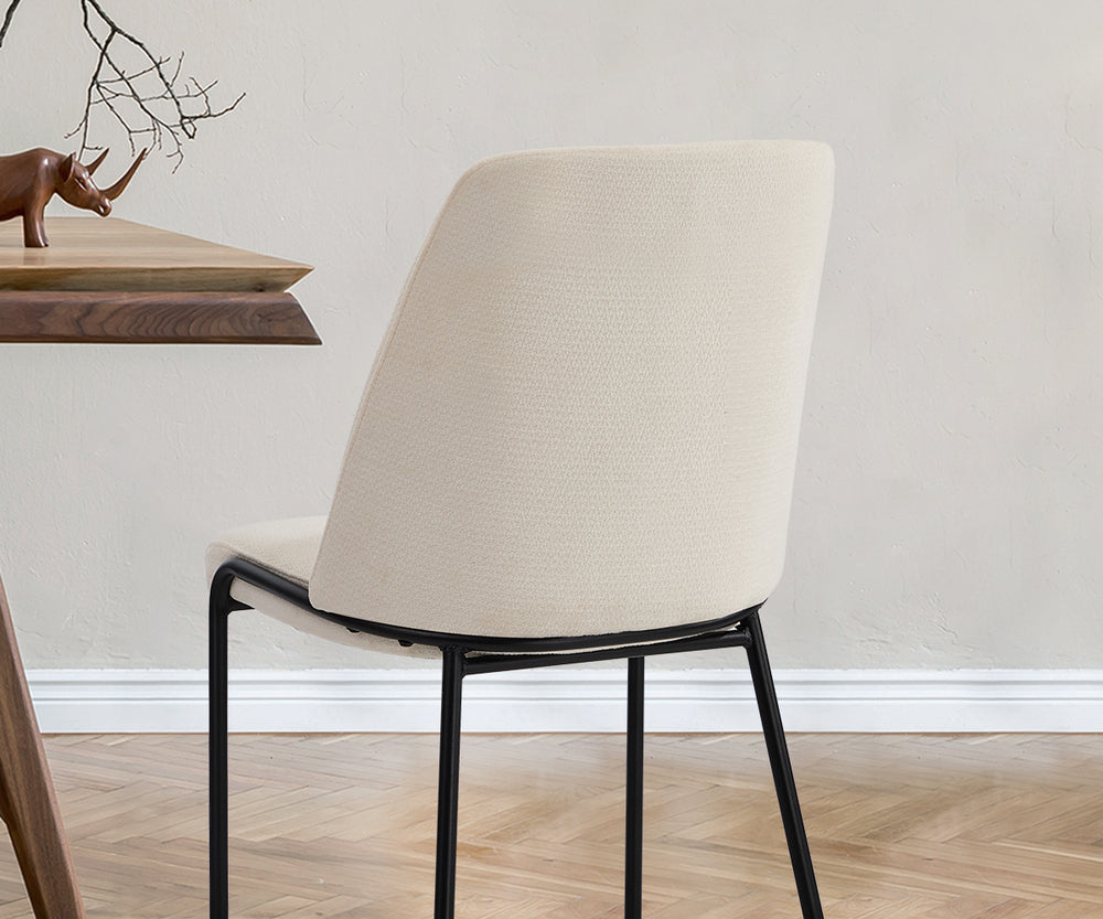 Oikiture Set of 2 Dining Chairs Chenille Fabric Padded Seat Beige-Dining Chair-PEROZ Accessories