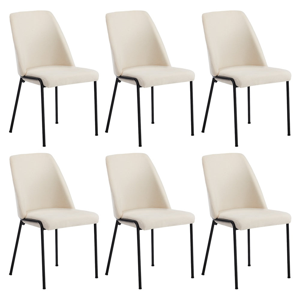 Oikiture Set of 6 Dining Chairs Chenille Fabric Padded Seat Beige-Dining Chair-PEROZ Accessories
