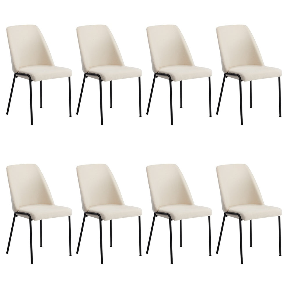 Oikiture Set of 8 Dining Chairs Chenille Fabric Padded Seat Beige-Dining Chair-PEROZ Accessories