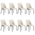Oikiture Set of 8 Dining Chairs Chenille Fabric Padded Seat Beige-Dining Chair-PEROZ Accessories