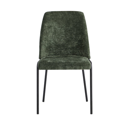 Oikiture Set of 2 Dining Chairs Chenille Fabric Padded Seat Green-Dining Chair-PEROZ Accessories