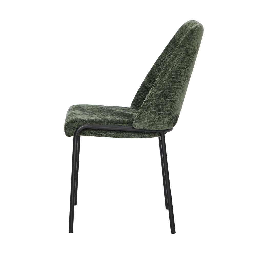 Oikiture Set of 2 Dining Chairs Chenille Fabric Padded Seat Green-Dining Chair-PEROZ Accessories