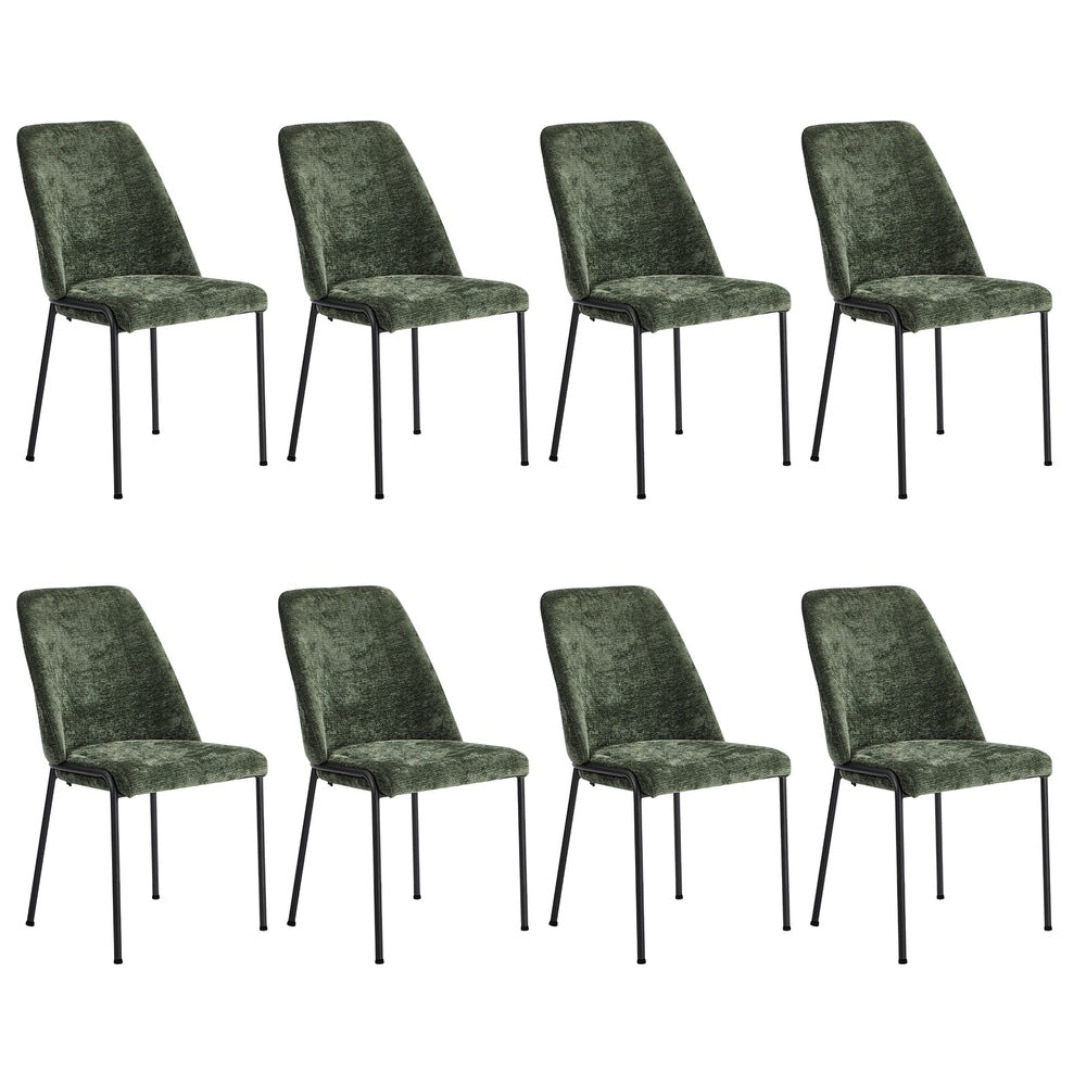 Oikiture Set of 8 Dining Chairs Chenille Fabric Padded Seat Green-Dining Chair-PEROZ Accessories