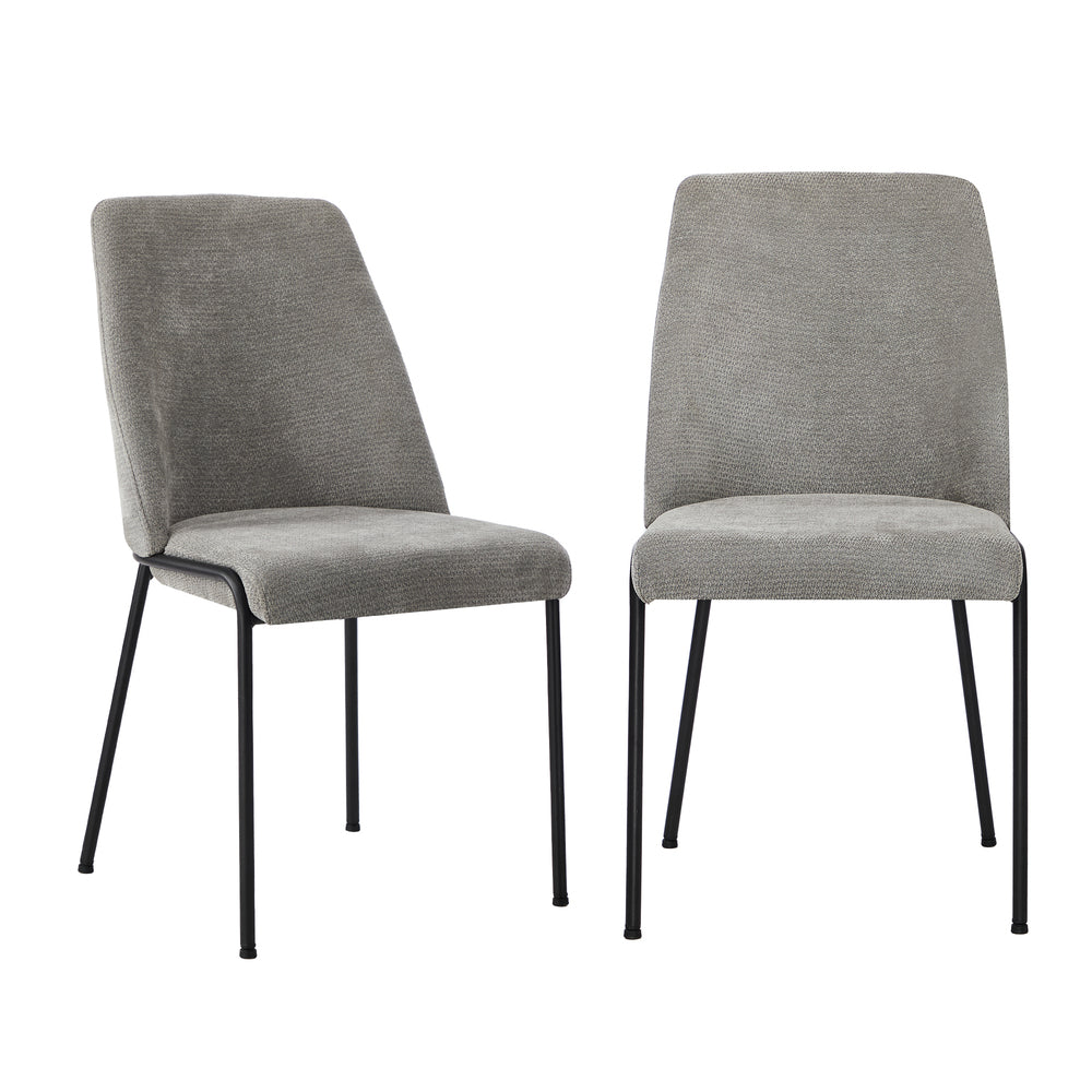 Oikiture Set of 2 Dining Chairs Chenille Fabric Padded Seat Grey-Dining Chair-PEROZ Accessories