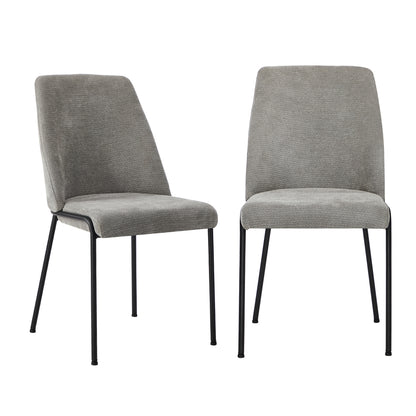 Oikiture Set of 2 Dining Chairs Chenille Fabric Padded Seat Grey-Dining Chair-PEROZ Accessories
