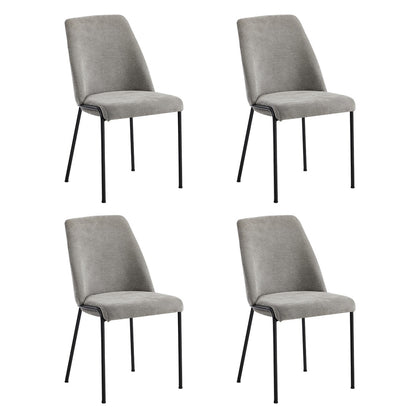 Oikiture Set of 4 Dining Chairs Chenille Fabric Padded Seat Grey-Dining Chair-PEROZ Accessories