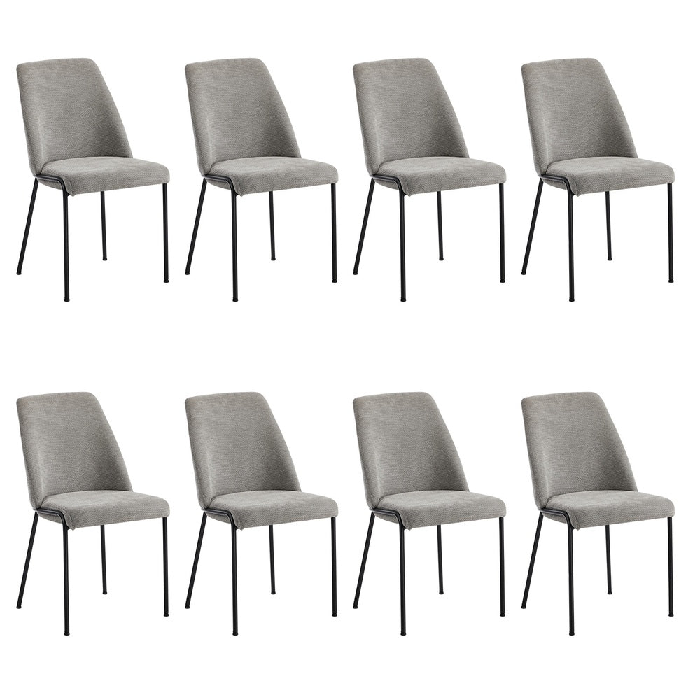 Oikiture Set of 8 Dining Chairs Chenille Fabric Padded Seat Grey-Dining Chair-PEROZ Accessories
