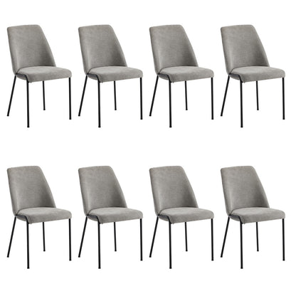 Oikiture Set of 8 Dining Chairs Chenille Fabric Padded Seat Grey-Dining Chair-PEROZ Accessories