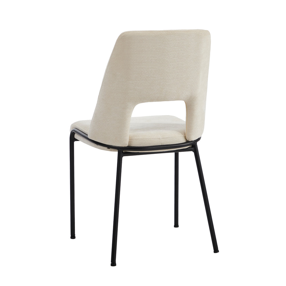 Oikiture 2x Dining Chairs Chenille Fabric Kitchen Side Chair Beige-Dining Chair-PEROZ Accessories