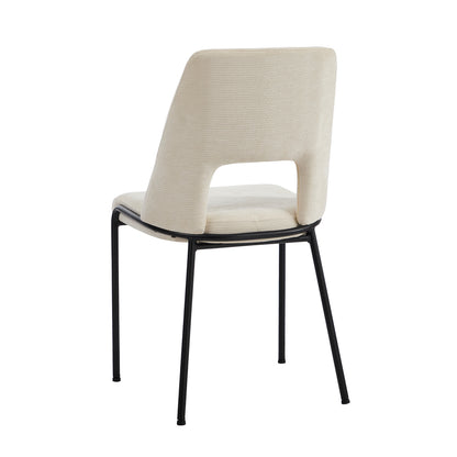 Oikiture 2x Dining Chairs Chenille Fabric Kitchen Side Chair Beige-Dining Chair-PEROZ Accessories