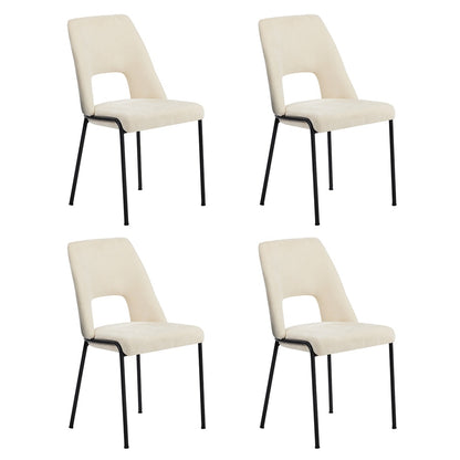 Oikiture 4x Dining Chairs Chenille Fabric Kitchen Side Chair Beige-Dining Chair-PEROZ Accessories