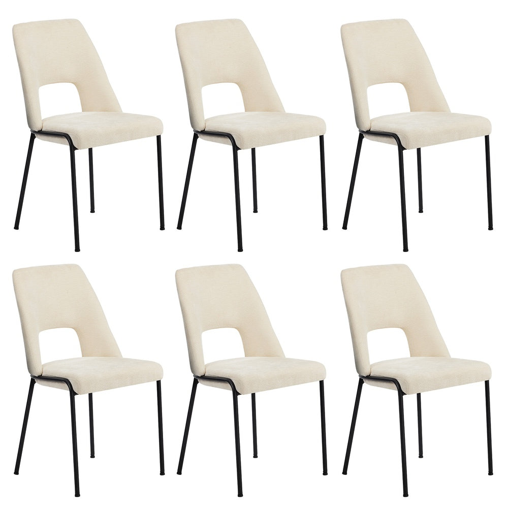 Oikiture 6x Dining Chairs Chenille Fabric Kitchen Side Chair Beige-Dining Chair-PEROZ Accessories
