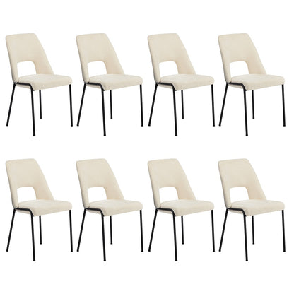 Oikiture 8x Dining Chairs Chenille Fabric Kitchen Side Chair Beige-Dining Chair-PEROZ Accessories