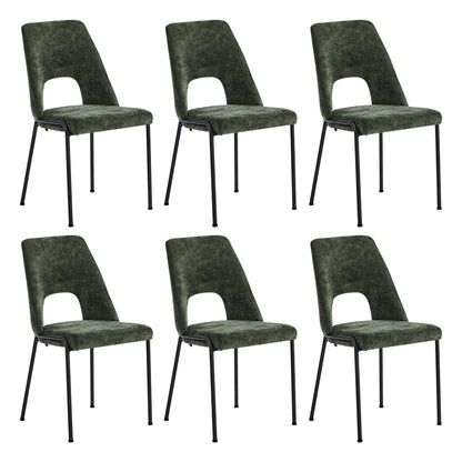 Oikiture 6x Dining Chairs Chenille Fabric Kitchen Side Chair Green-Dining Chair-PEROZ Accessories