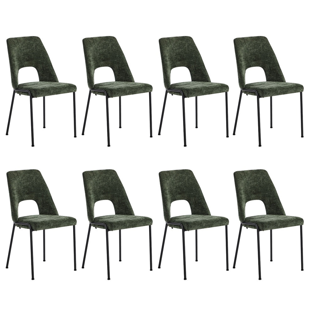 Oikiture 8x Dining Chairs Chenille Fabric Kitchen Side Chair Green-Dining Chair-PEROZ Accessories