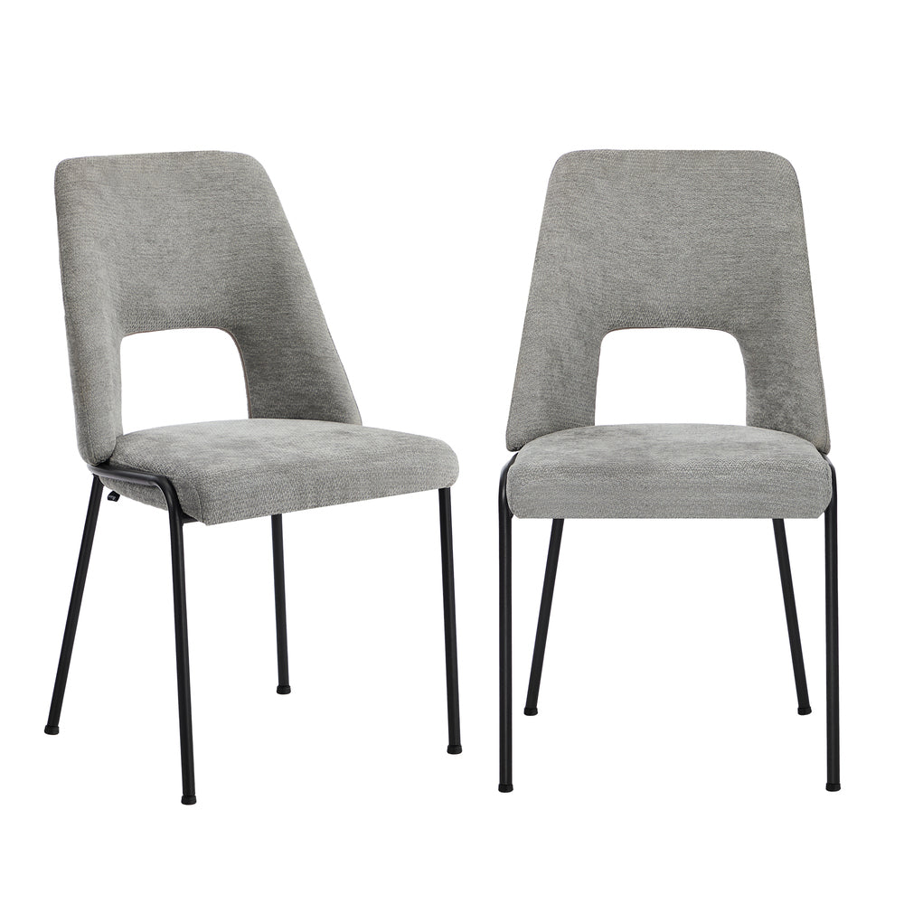 Oikiture 2x Dining Chairs Chenille Fabric Kitchen Side Chair Grey-Dining Chair-PEROZ Accessories