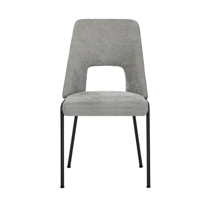Oikiture 2x Dining Chairs Chenille Fabric Kitchen Side Chair Grey-Dining Chair-PEROZ Accessories