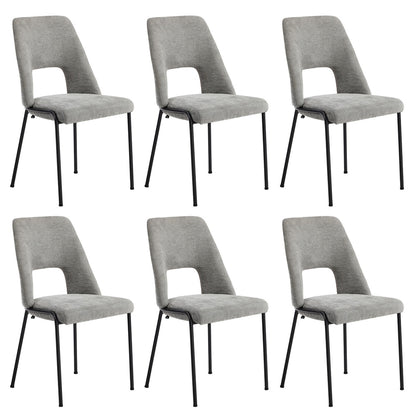 Oikiture 6x Dining Chairs Chenille Fabric Kitchen Side Chair Grey-Dining Chair-PEROZ Accessories