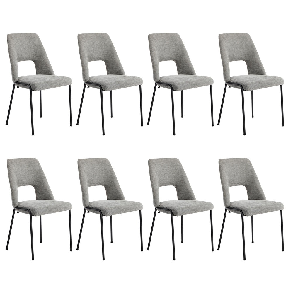Oikiture 8x Dining Chairs Chenille Fabric Kitchen Side Chair Grey-Dining Chair-PEROZ Accessories