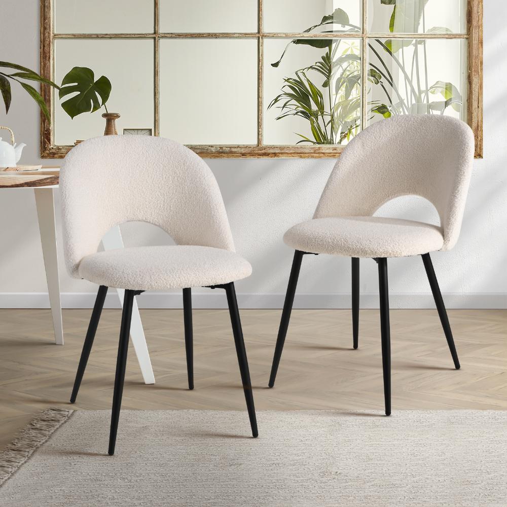 Oikiture 2PCS Dining Chairs Accent Chair Armchair Sherpa White-Dining Chairs-PEROZ Accessories