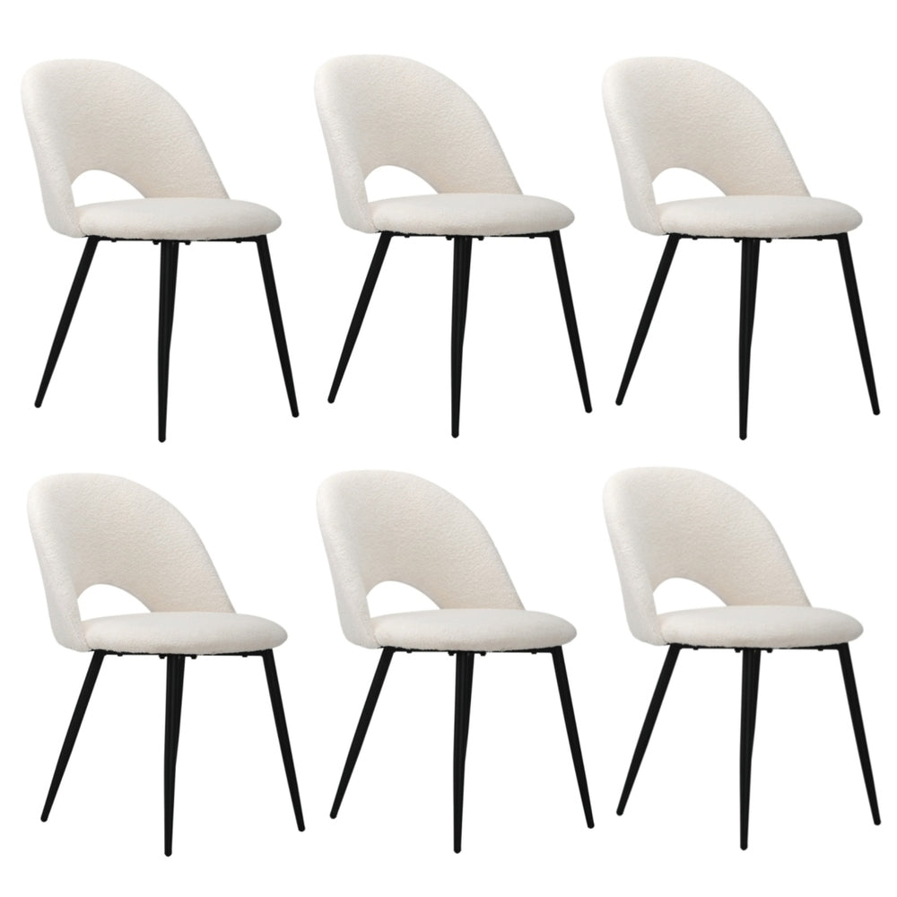 Oikiture 6PCS Dining Chairs Accent Chair Armchair Sherpa White-Dining Chair-PEROZ Accessories