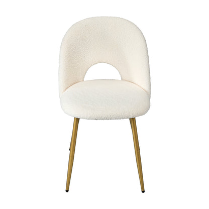 Oikiture 2PCS Dining Chairs Armchair Sherpa Golden White-Dining Chair-PEROZ Accessories