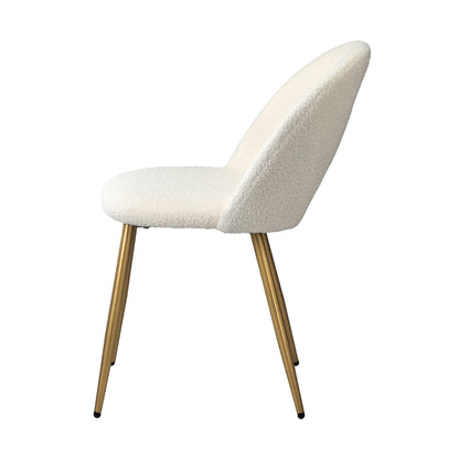 Oikiture 2PCS Dining Chairs Armchair Sherpa Golden White-Dining Chair-PEROZ Accessories