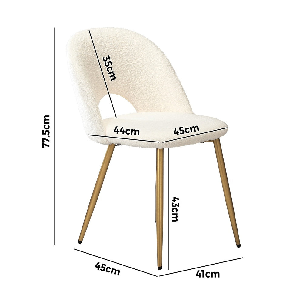 Oikiture 4PCS Dining Chairs Armchair Sherpa Golden White-Dining Chair-PEROZ Accessories
