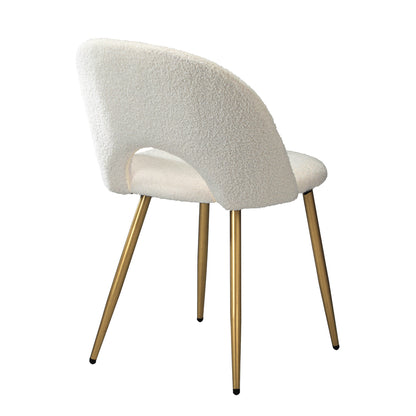 Oikiture 4PCS Dining Chairs Armchair Sherpa Golden White-Dining Chair-PEROZ Accessories