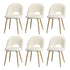 Oikiture 6PCS Dining Chairs Armchair Sherpa Golden White-Dining Chair-PEROZ Accessories
