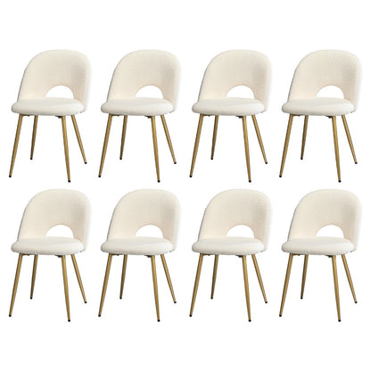 Oikiture 8PCS Dining Chairs Armchair Sherpa Golden White-Dining Chair-PEROZ Accessories
