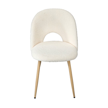 Oikiture 2PCS Dining Chairs Armchair Sherpa Wooden White-Dining Chair-PEROZ Accessories