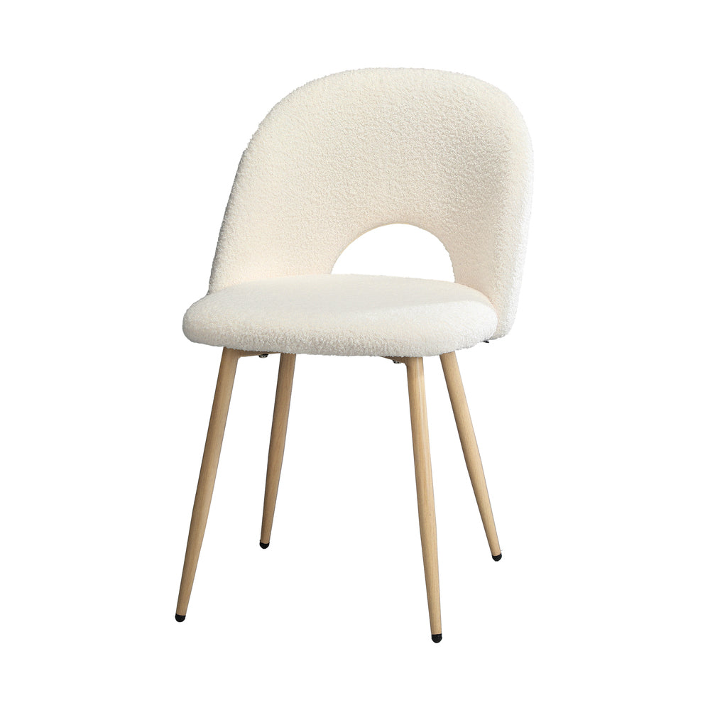 Oikiture 2PCS Dining Chairs Armchair Sherpa Wooden White-Dining Chair-PEROZ Accessories