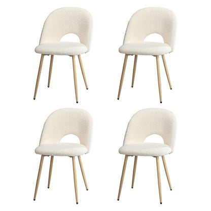 Oikiture 4PCS Dining Chairs Armchair Sherpa Wooden White-Dining Chair-PEROZ Accessories