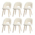 Oikiture 6PCS Dining Chairs Armchair Sherpa Wooden White-Dining Chair-PEROZ Accessories