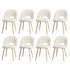 Oikiture 8PCS Dining Chairs Armchair Sherpa Wooden White-Dining Chair-PEROZ Accessories