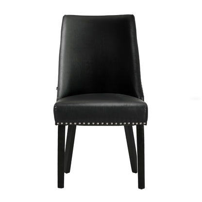 Oikiture 2PCs PU Leather Dining Chair Kitchen Padded Seat Design Black-Dining Chair-PEROZ Accessories