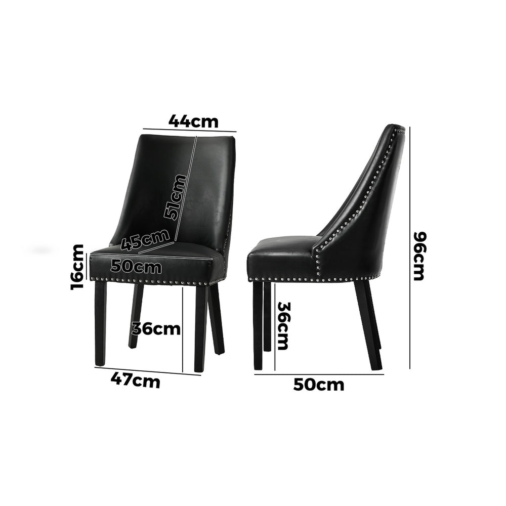 Oikiture 2PCs PU Leather Dining Chair Kitchen Padded Seat Design Black-Dining Chair-PEROZ Accessories