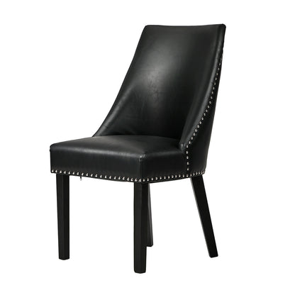 Oikiture 2PCs PU Leather Dining Chair Kitchen Padded Seat Design Black-Dining Chair-PEROZ Accessories