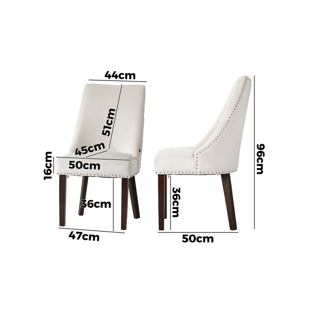 Oikiture 2PCs Velvet Dining Chair Kitchen Padded Seat Design Beige-Dining Chair-PEROZ Accessories